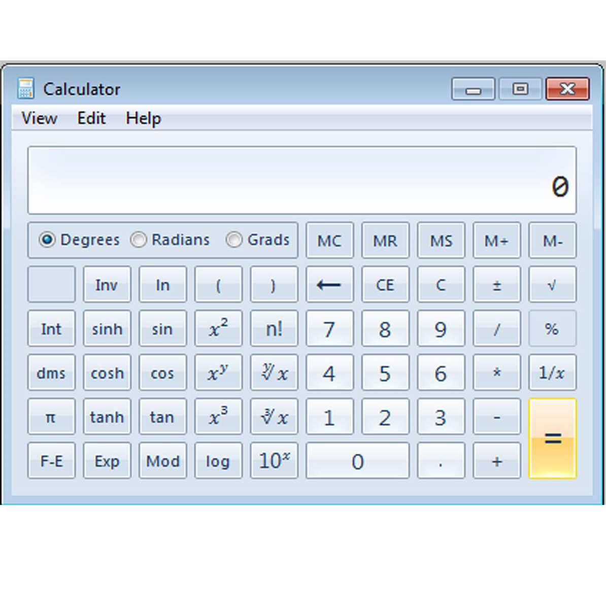 Screenshot da calculadora antiga do windows, representando meu primeiro software desenvolvido.